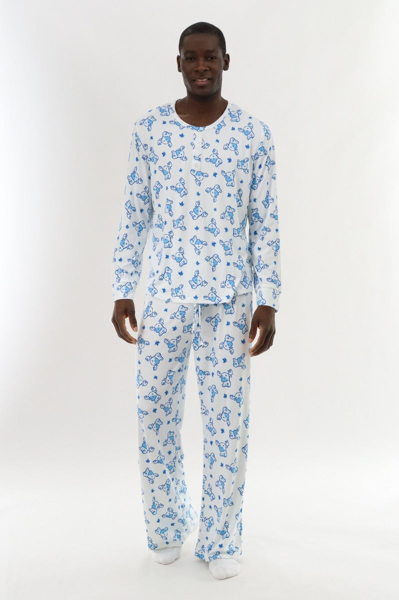 Canada Weather Gear Long Sleeve Holiday Pajama Top - White - Mens Pajamas - International Clothiers