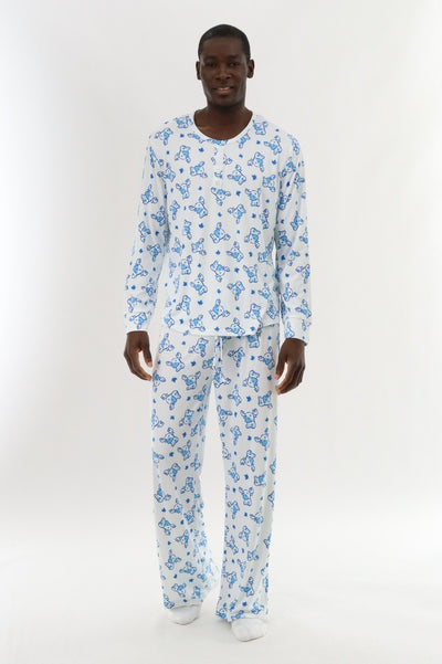 Canada Weather Gear Long Sleeve Holiday Pajama Top - White - Mens Pajamas - International Clothiers