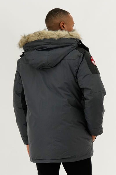 Canada Weather Gear Faux Fur Lined Arctic Parka Jacket - Grey - Mens Parka Jackets - International Clothiers