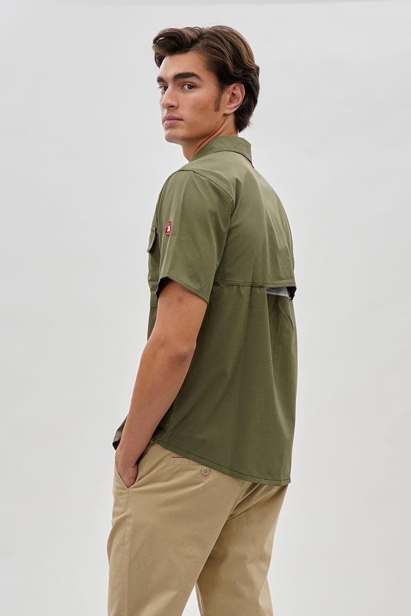 Canada Weather Gear Short Sleeve Button Up Casual Shirt - Olive - Mens Casual Shirts - International Clothiers