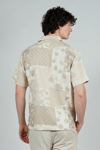 Malibu By Drill Patterned Button Up Casual Shirt - Cream