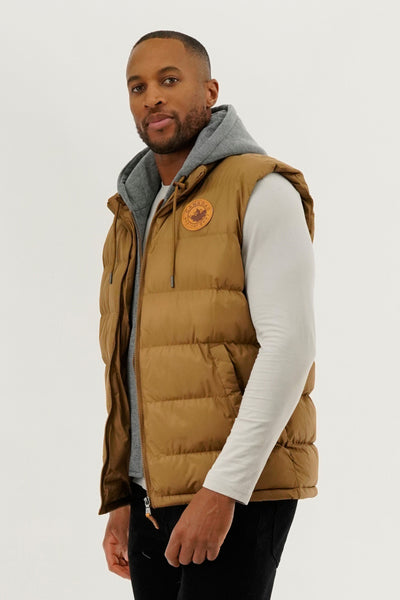 Canada Weather Gear Hooded Puffer Vest - Camel - Mens Vests - International Clothiers