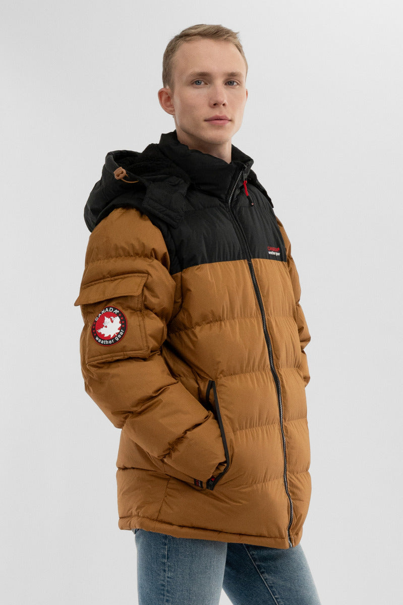 Canada Weather Gear Removable Sleeve Bomber Jacket - Camel