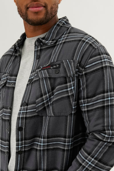 Canada Weather Gear Plaid Plush Lined Lightweight Jacket - Grey - Mens Lightweight Jackets - International Clothiers