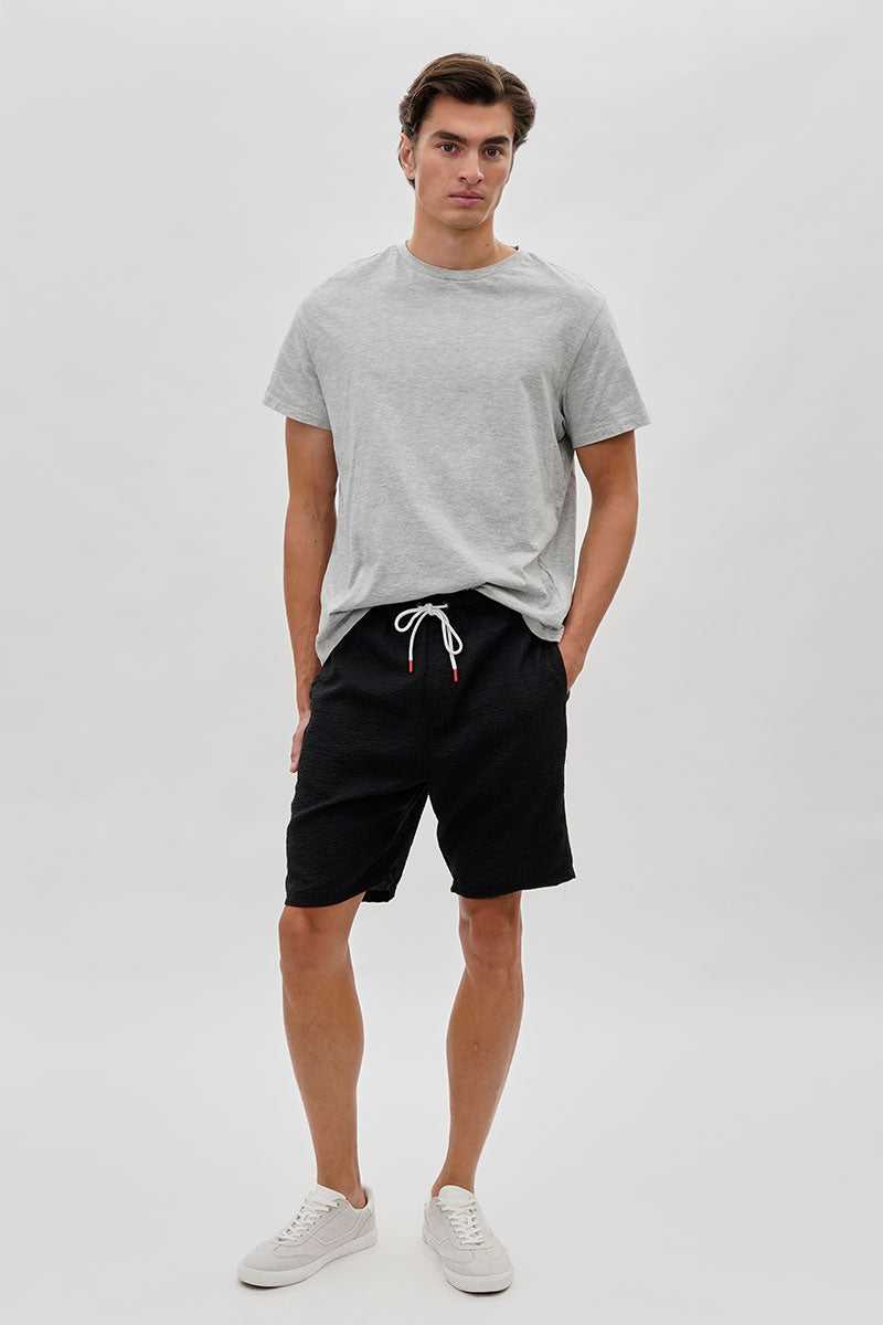 Canada Weather Gear Vintage Textured Tie Waist Shorts - Black - Mens Shorts & Capris - International Clothiers