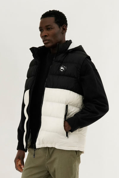 Super Triple Goose Colour Block Hooded Vest - White - Mens Vests - International Clothiers