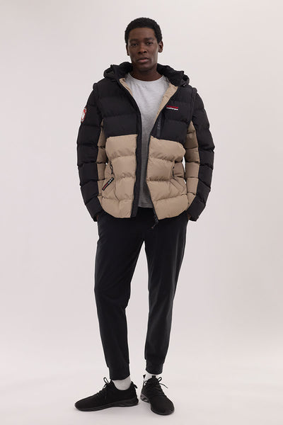 Canada Weather Gear Colour Block Zip Off Sleeve Bomber Jacket - Beige - Mens Bomber Jackets - International Clothiers