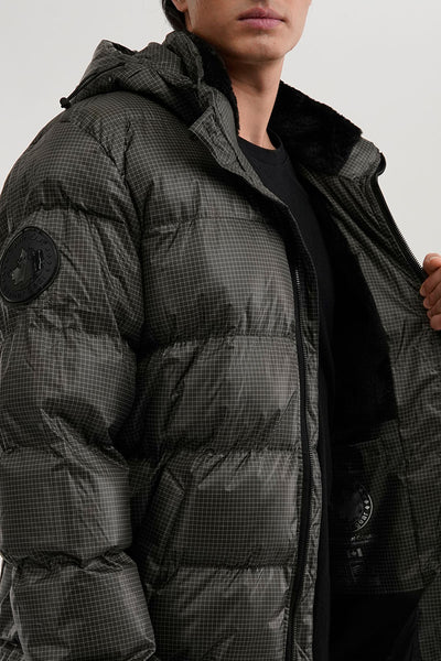 Canada Weather Gear Grid Pattern Puffer Parka Jacket - Green - Mens Parka Jackets - International Clothiers
