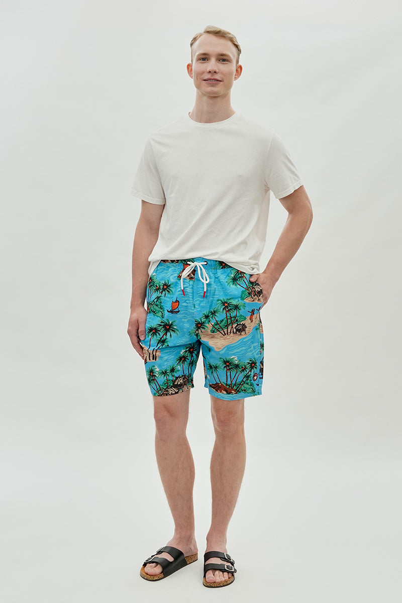Canada Weather Gear Tropical Print Swim Shorts - Turquoise - Mens Shorts & Capris - International Clothiers