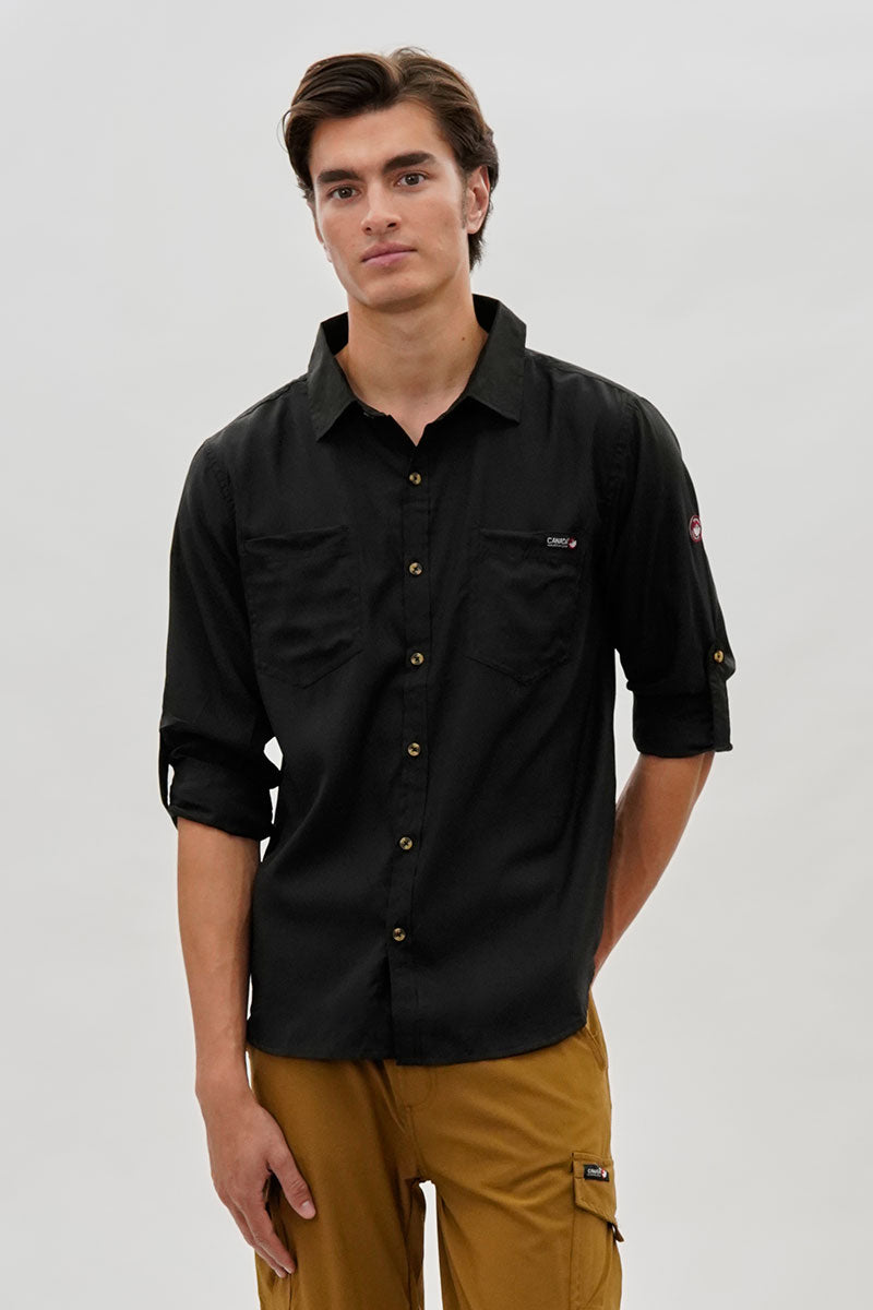 Canada Weather Gear Utility Ripstop Casual Shirt - Black - Mens Casual Shirts - International Clothiers