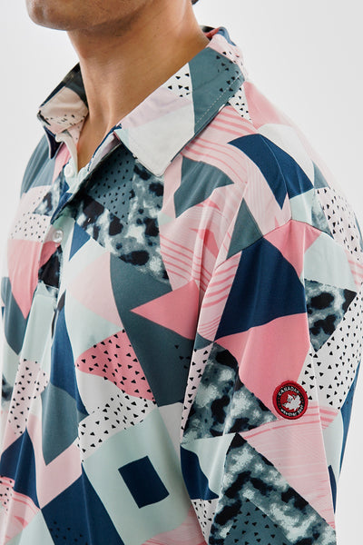 Canada Weather Gear Performance Abstract Geometric Print Polo Shirt - Pink - Mens Polo Shirts - International Clothiers