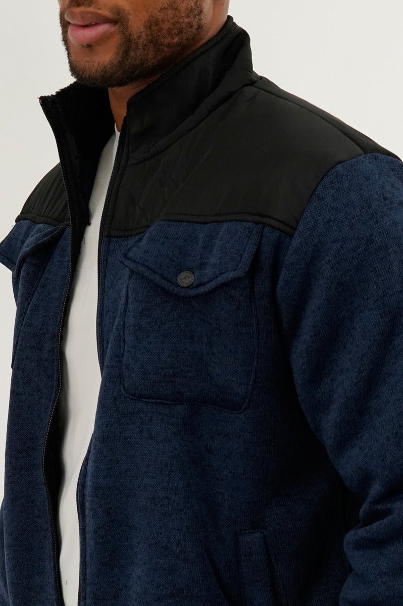Canada Weather Gear Sherpa Lined Fleece Lightweight Jacket - Navy - Mens Lightweight Jackets - International Clothiers