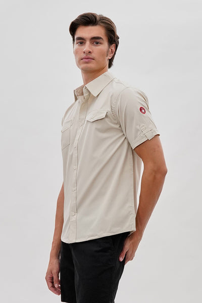 Canada Weather Gear Utility Short Sleeve Casual Shirt - Cream - Mens Casual Shirts - International Clothiers
