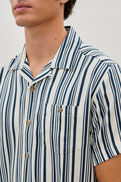 Super Triple Goose Vintage Striped Button Up Casual Shirt - Navy - Mens Casual Shirts - International Clothiers