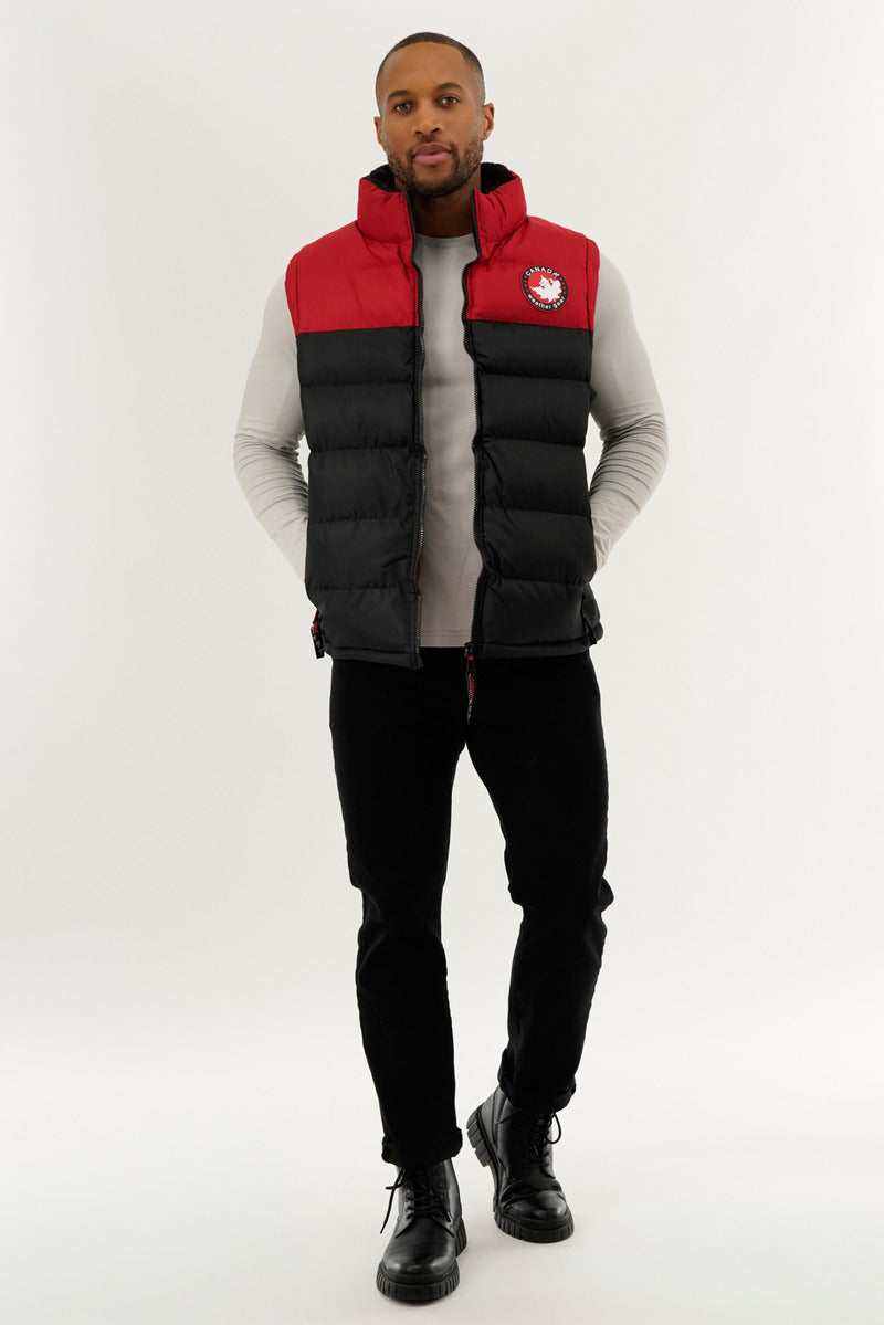 Canada Weather Gear Colour Block Puffer Vest - Red - Mens Vests - International Clothiers