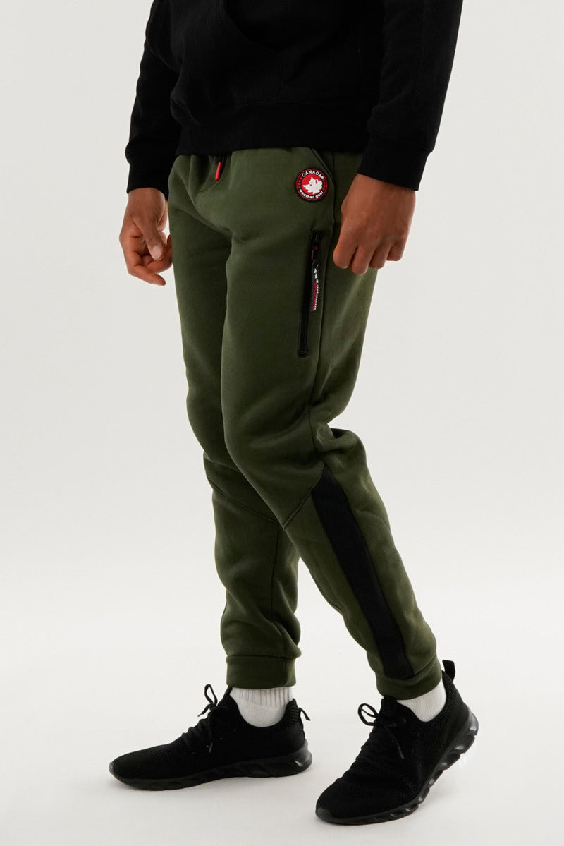 Canada Weather Gear Fleece Contrast Insert Jogger - Olive - Mens Joggers & Sweatpants - International Clothiers
