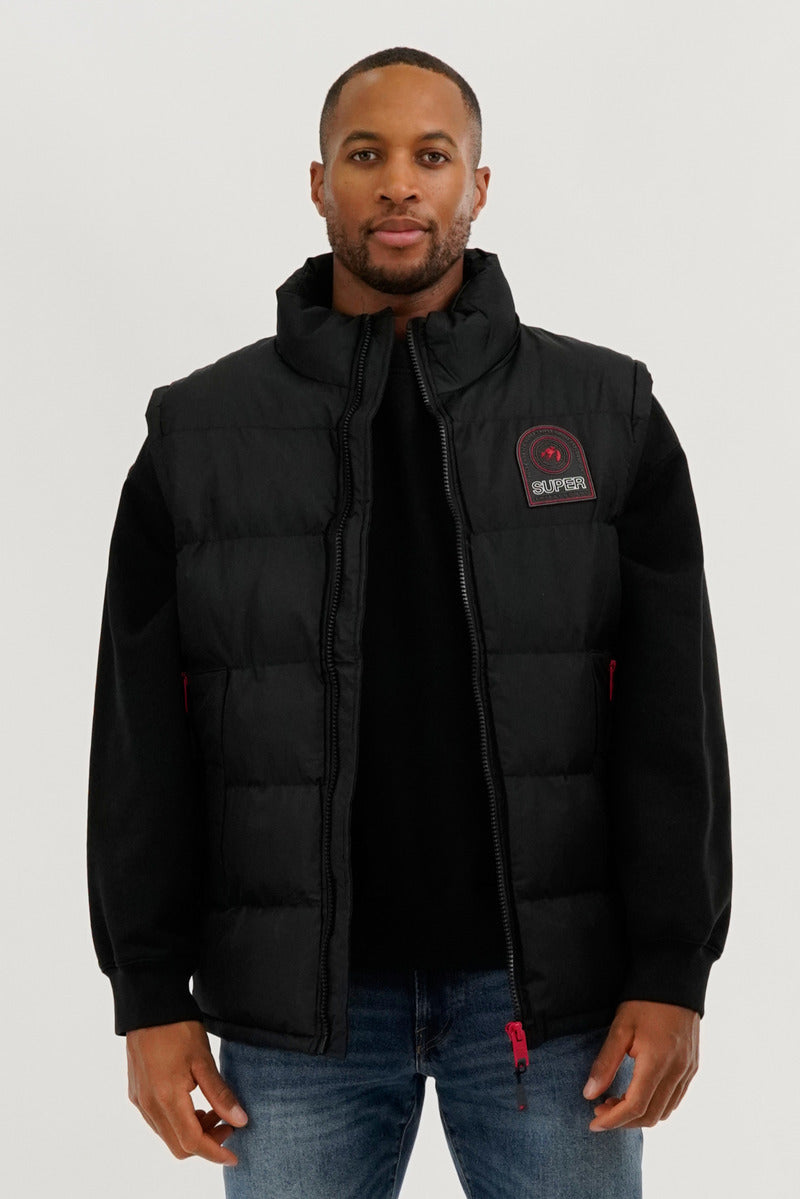 Super Triple Goose Double Pocket Bubble Vest - Black - Mens Vests - International Clothiers
