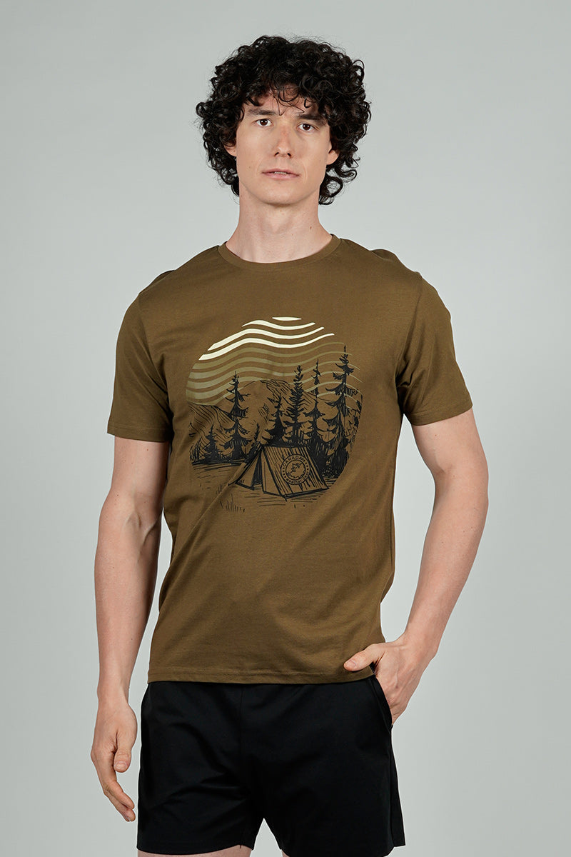 Canada Weather Gear Camping Print Tee - Olive