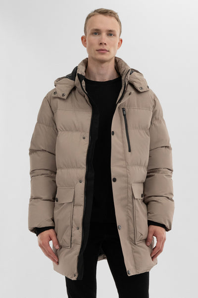 Canada Weather Gear Puffer Parka Jacket - Beige - Mens Parka Jackets - International Clothiers