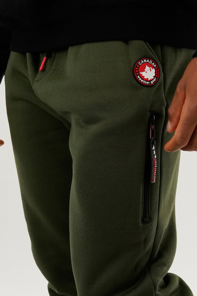 Canada Weather Gear Fleece Contrast Insert Jogger - Olive - Mens Joggers & Sweatpants - International Clothiers