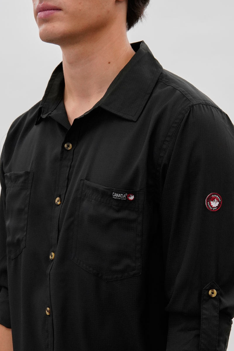 Canada Weather Gear Utility Ripstop Casual Shirt - Black - Mens Casual Shirts - International Clothiers