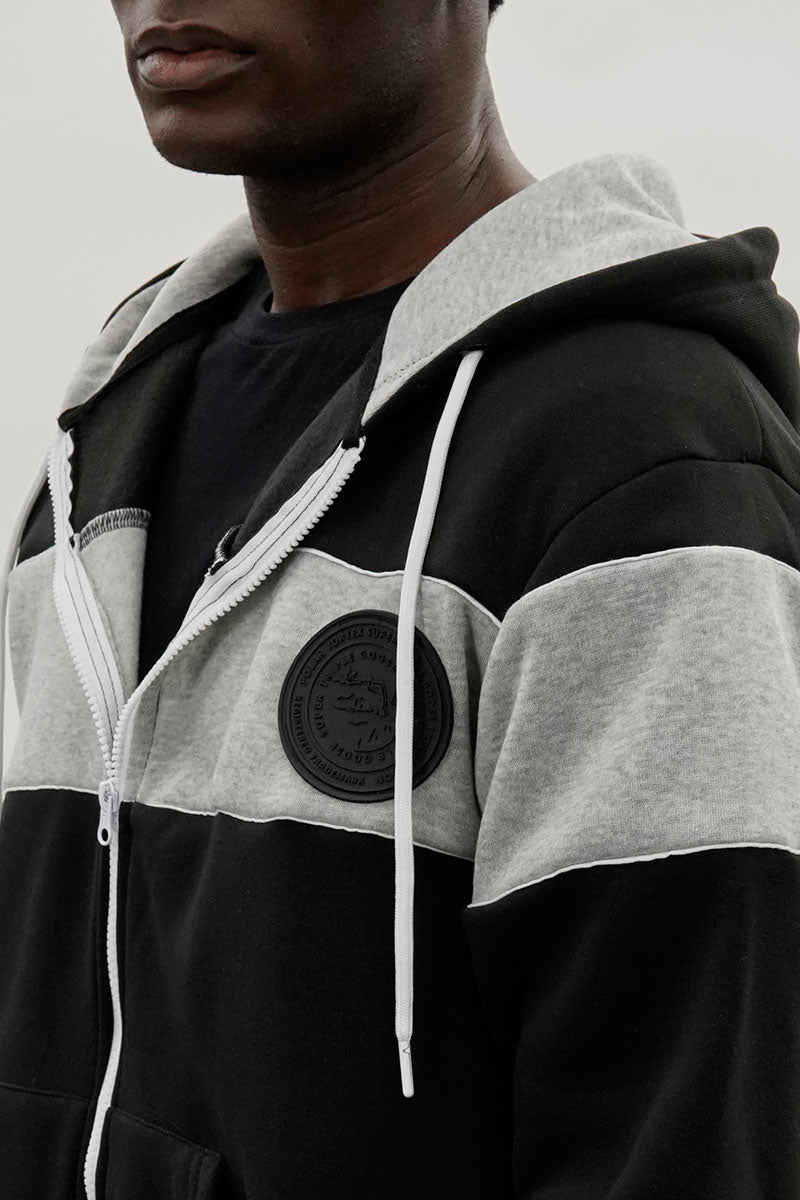Super Triple Goose Colour Block Zip Up Hoodie - Black - Mens Hoodies & Sweatshirts - International Clothiers
