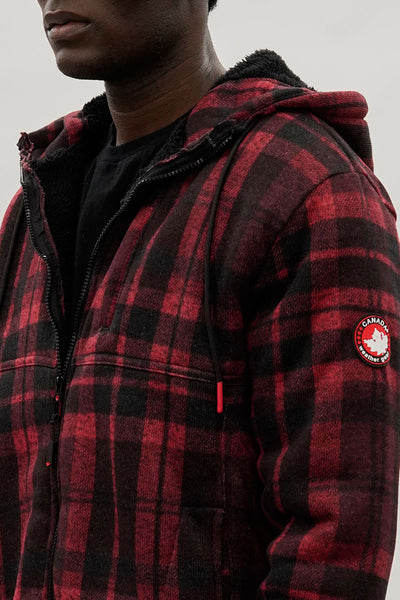 Canada Weather Gear Hooded Sherpa Lined Lightweight Jacket - Red - Mens Lightweight Jackets - International Clothiers
