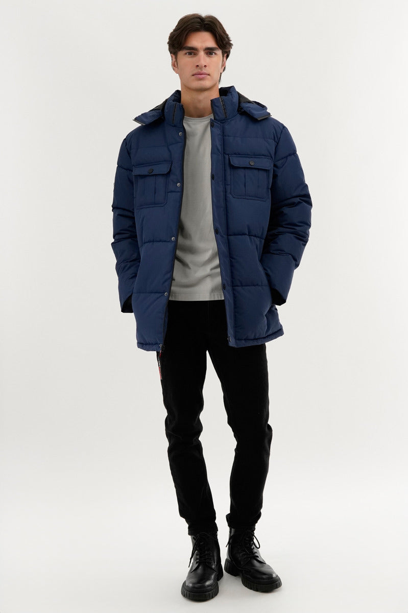 Canada Weather Gear Quilted Puffer Parka Jacket - Navy - Mens Parka Jackets - International Clothiers