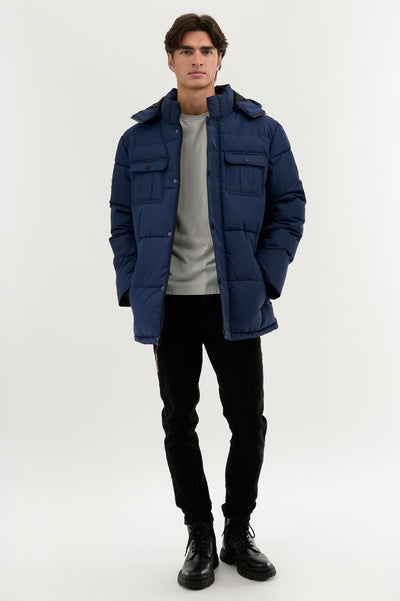 Canada Weather Gear Quilted Puffer Parka Jacket - Navy - Mens Parka Jackets - International Clothiers