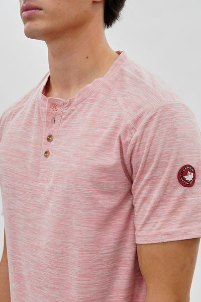 Canada Weather Gear Short Sleeve Henley Tee - Pink - Mens Tees & Tank Tops - International Clothiers