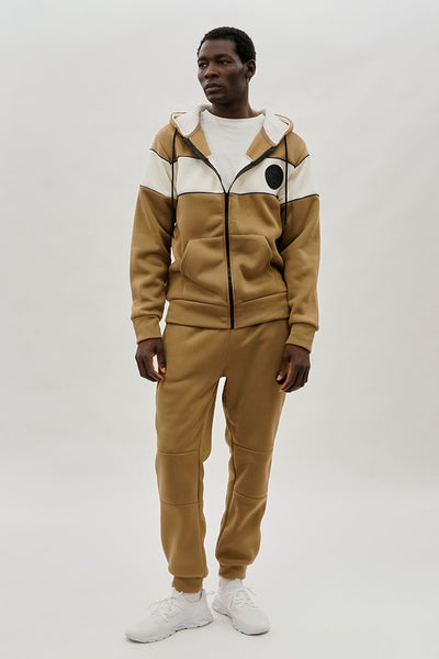 Super Triple Goose Colour Block Zip Up Hoodie - Beige - Mens Hoodies & Sweatshirts - International Clothiers
