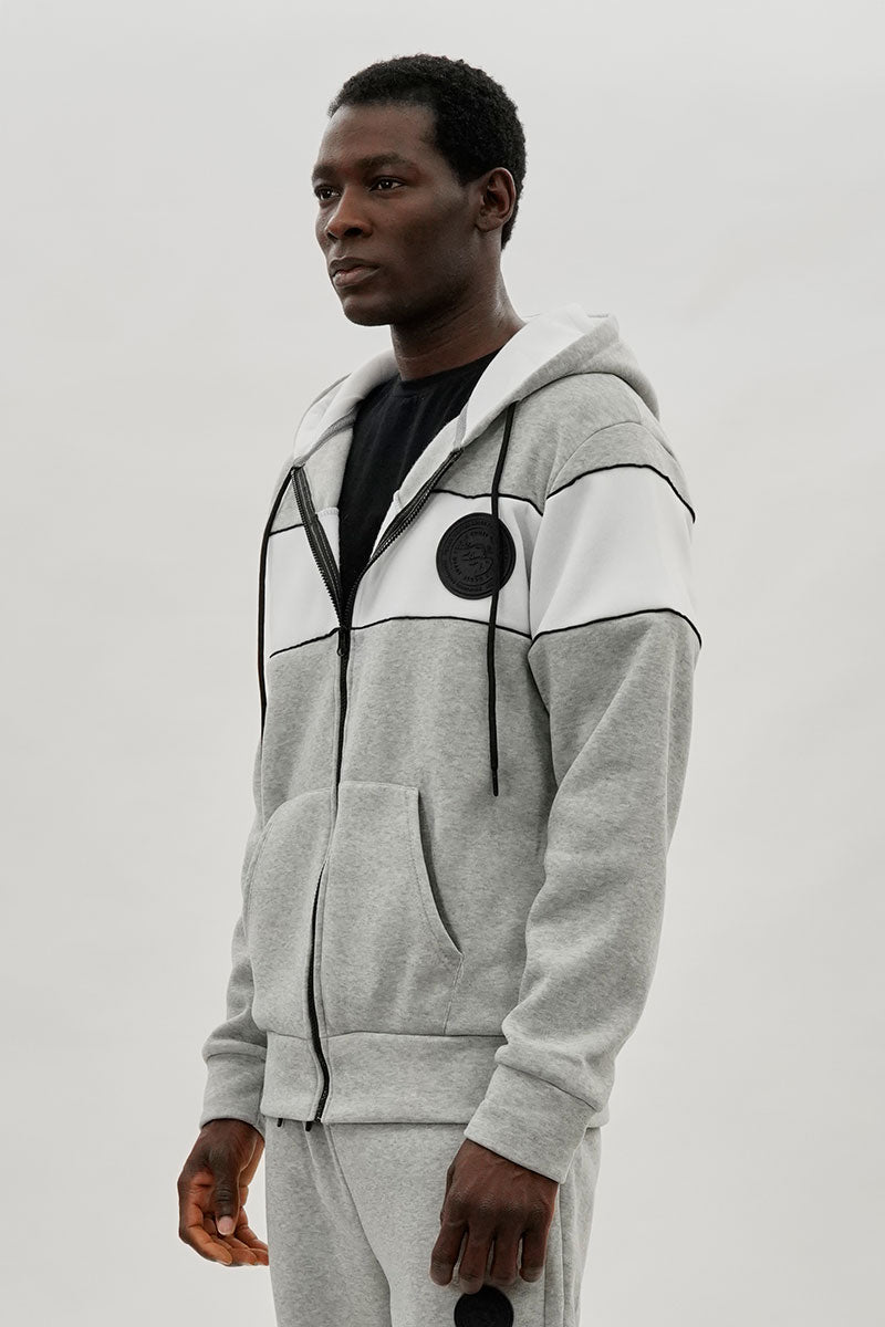 Super Triple Goose Colour Block Zip Up Hoodie - Grey - Mens Hoodies & Sweatshirts - International Clothiers