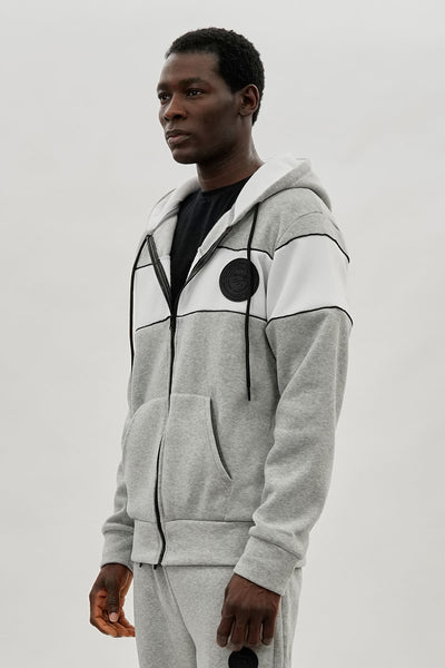 Super Triple Goose Colour Block Zip Up Hoodie - Grey - Mens Hoodies & Sweatshirts - International Clothiers
