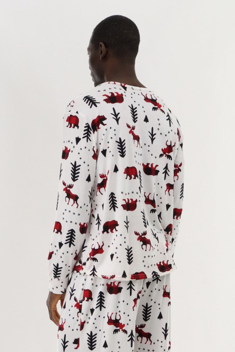 Canada Weather Gear Long Sleeve Holiday Pajama Top - White - Mens Pajamas - International Clothiers