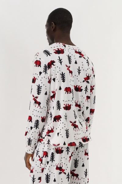 Canada Weather Gear Long Sleeve Holiday Pajama Top - White - Mens Pajamas - International Clothiers