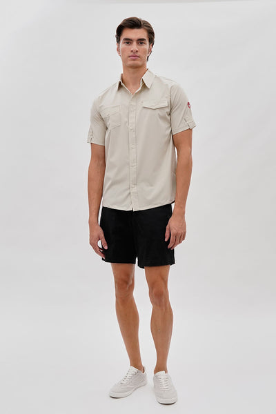 Canada Weather Gear Utility Short Sleeve Casual Shirt - Cream - Mens Casual Shirts - International Clothiers