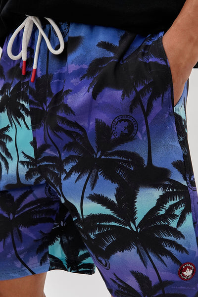 Canada Weather Gear Palm Tree Print Swim Shorts - Blue - Mens Shorts & Capris - International Clothiers