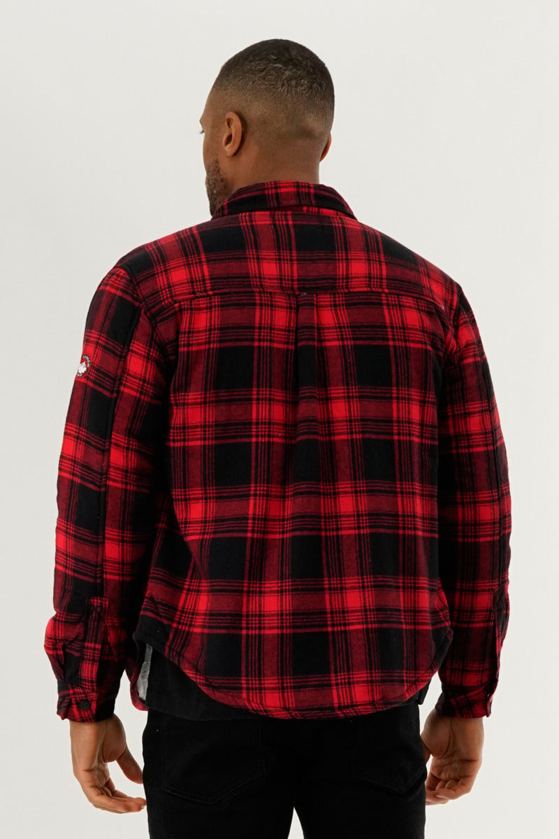 Canada Weather Gear Plaid Plush Lined Lightweight Jacket - Red - Mens Lightweight Jackets - International Clothiers
