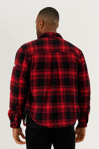 Canada Weather Gear Plaid Plush Lined Lightweight Jacket - Red - Mens Lightweight Jackets - International Clothiers