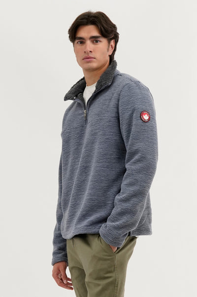 Canada Weather Gear Sherpa Lined 1/4 Zip Pullover Sweater - Navy - Mens Pullover Sweaters - International Clothiers