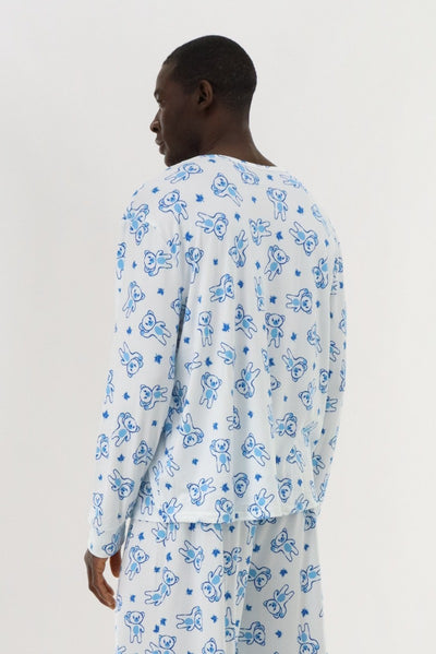 Canada Weather Gear Long Sleeve Teddy Bear Pajama Top - White - Mens Pajamas - International Clothiers