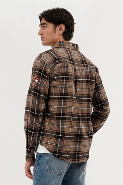 Canada Weather Gear Flannel Button Up Casual Shirt - Taupe - Mens Casual Shirts - International Clothiers