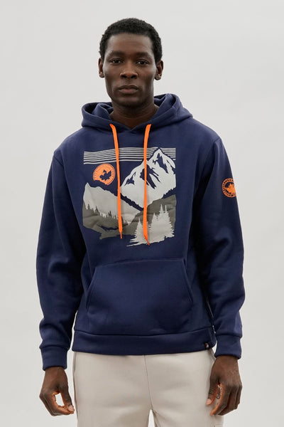 Canada Weather Gear Mountain Print Hoodie - Navy - Mens Hoodies & Sweatshirts - International Clothiers