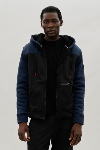 Canada Weather Gear Colour Block Sherpa Lined Lightweight Jacket - Navy - Mens Lightweight Jackets - International Clothiers