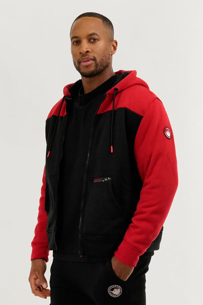 Canada Weather Gear Colour Block Sherpa Lined Lightweight Jacket - Red - Mens Lightweight Jackets - International Clothiers