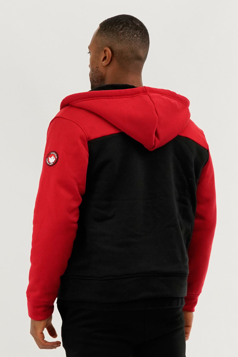 Canada Weather Gear Colour Block Sherpa Lined Lightweight Jacket - Red - Mens Lightweight Jackets - International Clothiers