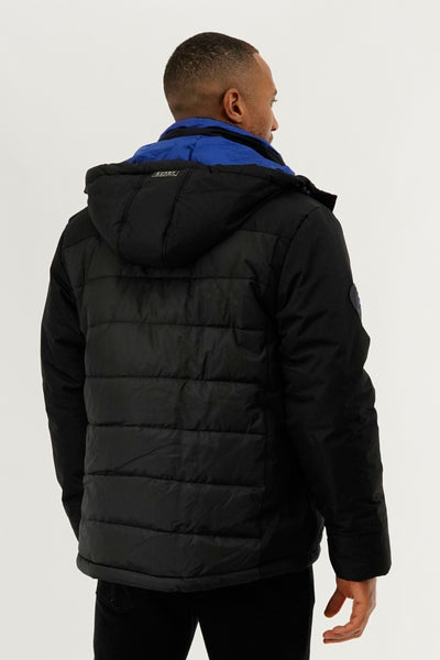 Super Triple Goose Contrast Lining Puffer Bomber Jacket - Blue - Mens Bomber Jackets - International Clothiers