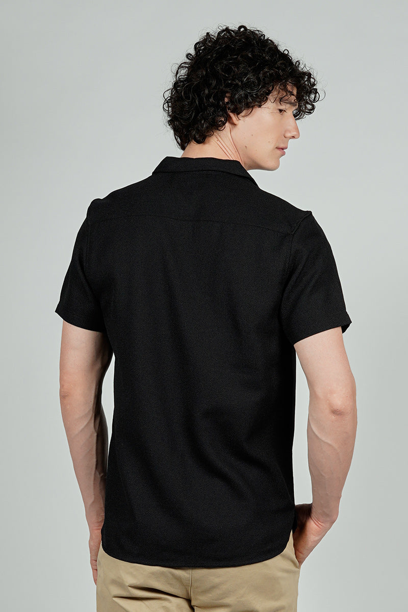 Kenneth Blake Solid Basic Button Up Casual Shirt - Black