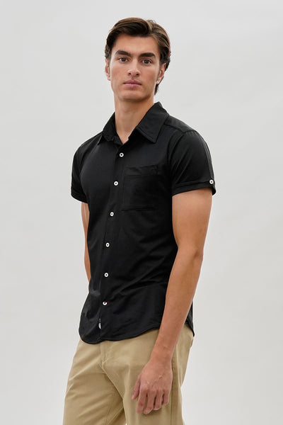 Canada Weather Gear Travel Collection Classic Short Sleeve Casual Shirt - Black - Mens Casual Shirts - International Clothiers