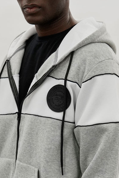 Super Triple Goose Colour Block Zip Up Hoodie - Grey - Mens Hoodies & Sweatshirts - International Clothiers